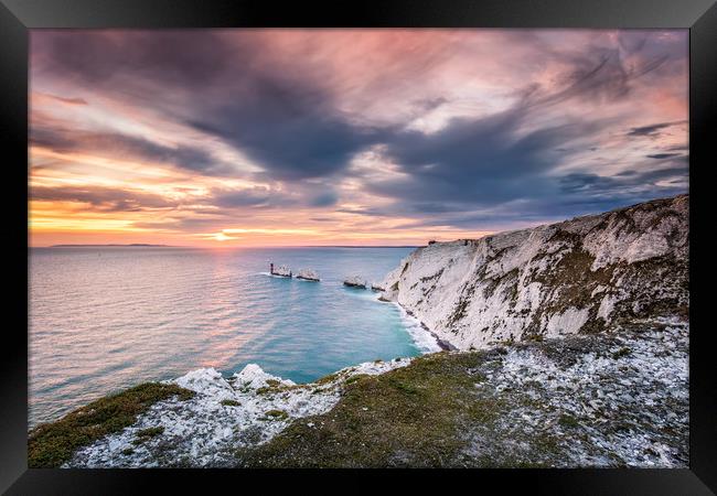 Scratchells Bay and The Needles Framed Print by Wight Landscapes