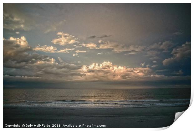 Sundown at the Shore Print by Judy Hall-Folde