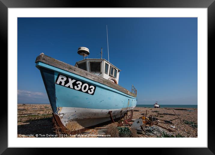 Dungeness fishing boat Framed Mounted Print by Tom Dolezal
