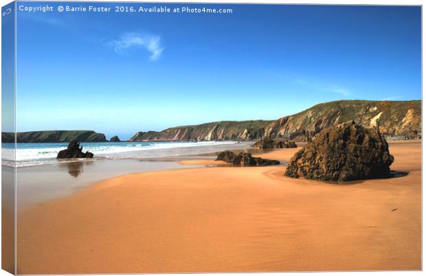 Marloes Sands & Gateholm Canvas Print by Barrie Foster