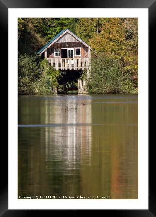 Boathouse reflections Framed Mounted Print by JUDI LION