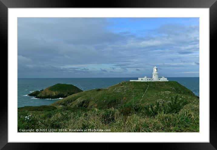 Strumble Head Lighthouse Framed Mounted Print by JUDI LION