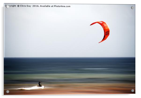 Kite Surfer Acrylic by Chris Day