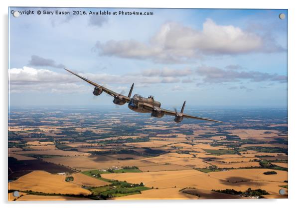 Home stretch: Lancaster over England Acrylic by Gary Eason