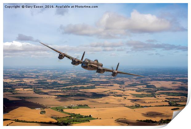 Home stretch: Lancaster over England Print by Gary Eason