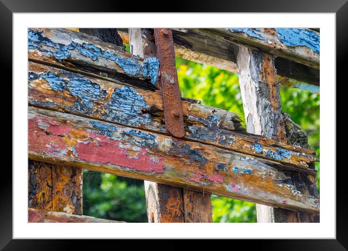 Fowey,Cornwall,decaying boat Framed Mounted Print by geoff shoults