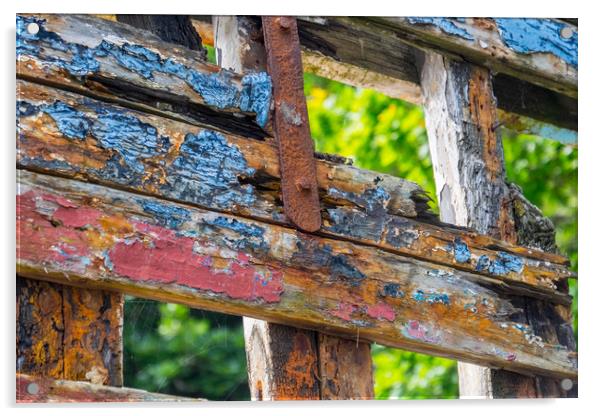 Fowey,Cornwall,decaying boat Acrylic by geoff shoults