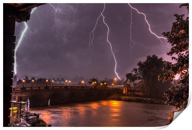 Lightning Storm over Maidenhead Print by Simon West