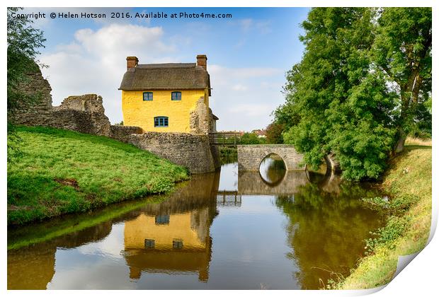 Cottage on a Moat Print by Helen Hotson