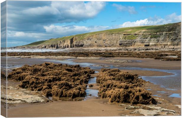 Dunraven Bay Southerndown on a sunny afternoon Canvas Print by Nick Jenkins