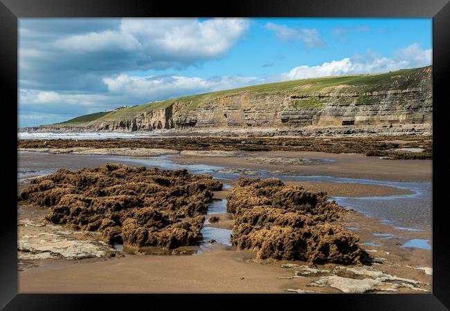 Dunraven Bay Southerndown on a sunny afternoon Framed Print by Nick Jenkins