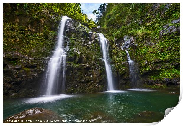 The stunningly beautiful Upper Waikani Falls or Th Print by Jamie Pham