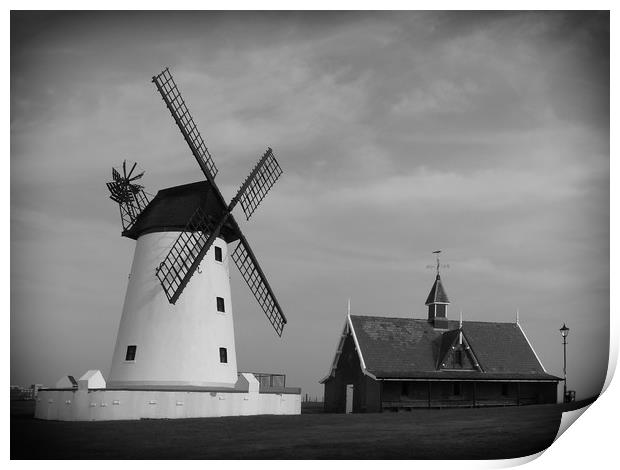 Lytham Windmill and Lifeboat Station Print by Lilian Marshall