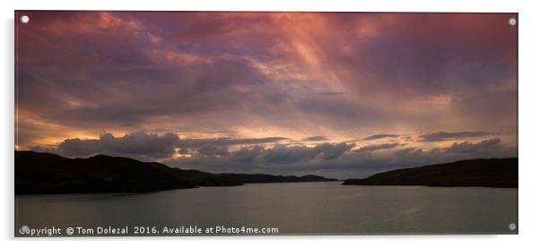 Loch Cairnbawn sunset Acrylic by Tom Dolezal