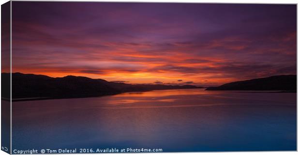 Red Sunset at Loch A Chairn Bhain Canvas Print by Tom Dolezal