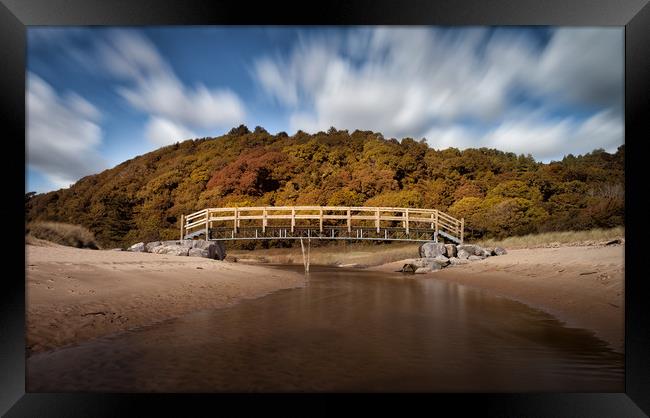 Oxwich Bay river footbridge Framed Print by Leighton Collins