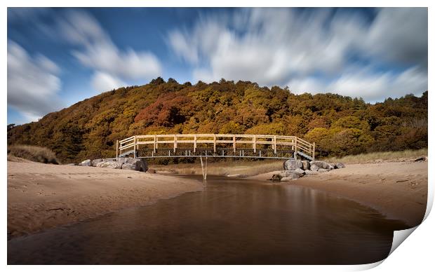 Oxwich Bay river footbridge Print by Leighton Collins