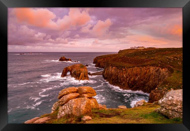 Sublime Land's End sunrise Framed Print by Michael Brookes