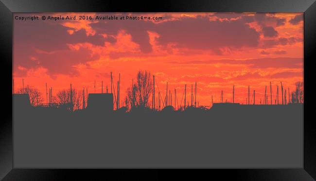 Fiery Sunset Framed Print by Angela Aird