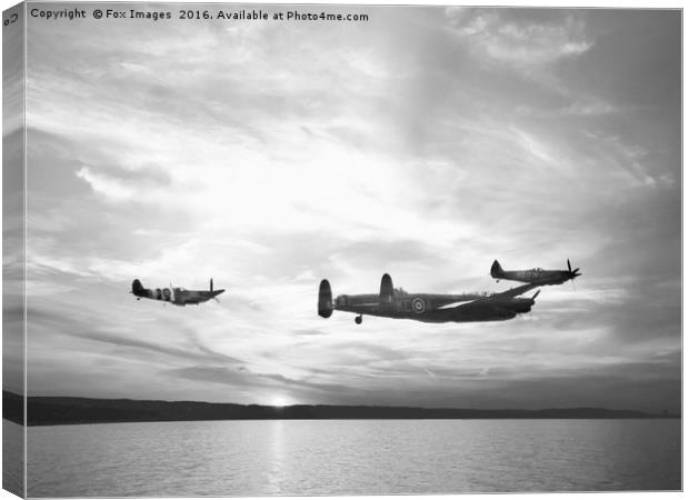 Lancaster bomber and spitfires Canvas Print by Derrick Fox Lomax