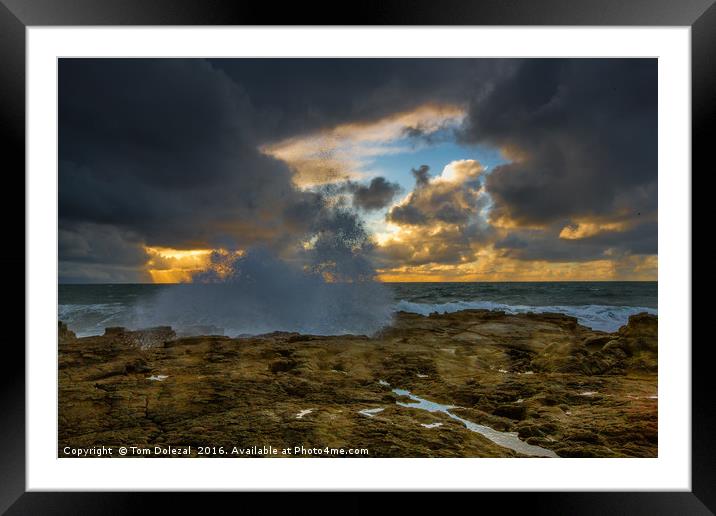 Lava field meets the sea Framed Mounted Print by Tom Dolezal
