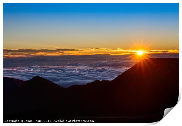 Sunrise from the summit of Haleakala Volcano in Ma Print by Jamie Pham