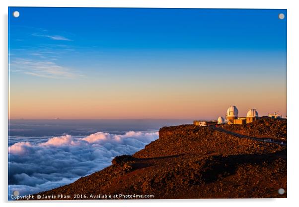 The summit of Haleakala Volcano in Maui. Acrylic by Jamie Pham