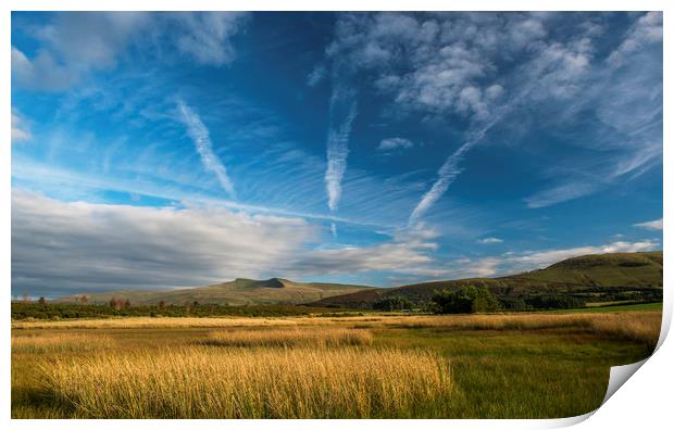 Pen y Fan under mixed skies Brecon Beacons Nationa Print by Nick Jenkins