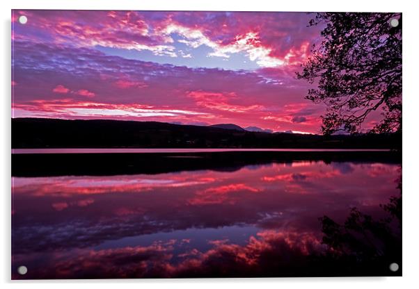 Esthwaite Sunset Acrylic by Roy Scrivener