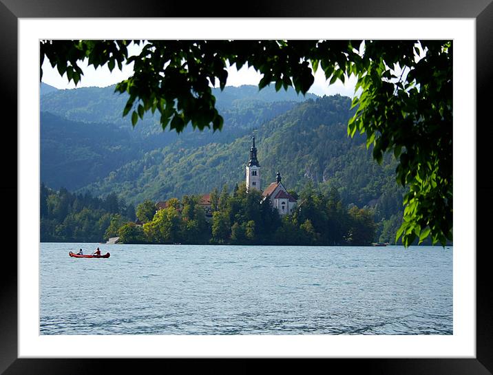 Lake Bohinj, Slovenia, kayaking Framed Mounted Print by Raymond Gilbert