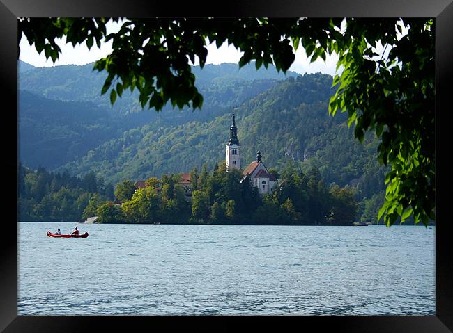Lake Bohinj, Slovenia, kayaking Framed Print by Raymond Gilbert