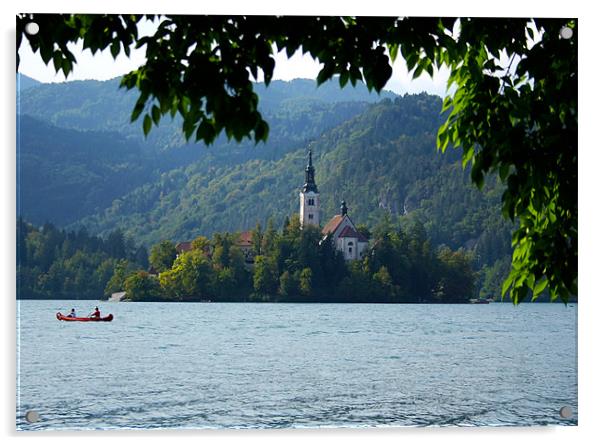 Lake Bohinj, Slovenia, kayaking Acrylic by Raymond Gilbert
