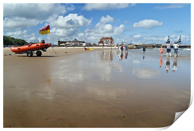 Low tide on Gorleston Beach Print by Stephen Mole