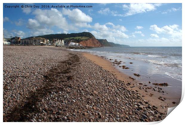 Sidmouth Beach Print by Chris Day