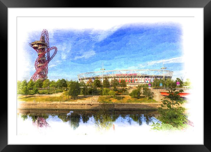 West Ham FC  Stadium And The Arcelormittal Orbit A Framed Mounted Print by David Pyatt