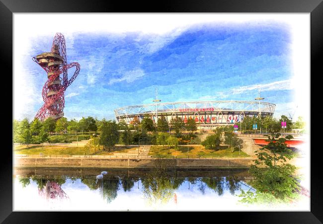 West Ham FC  Stadium And The Arcelormittal Orbit A Framed Print by David Pyatt