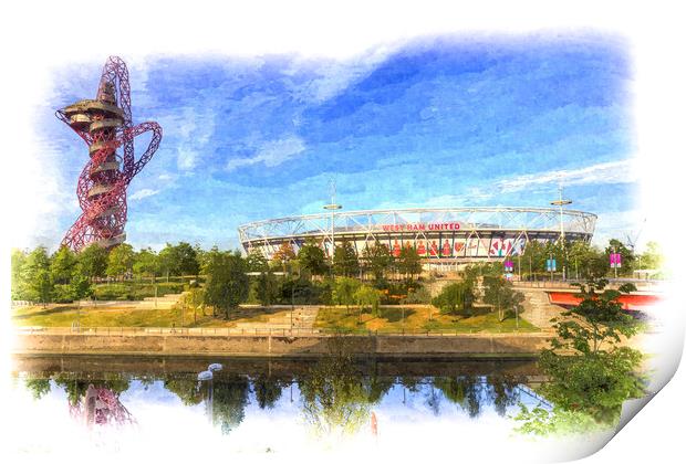 West Ham FC  Stadium And The Arcelormittal Orbit A Print by David Pyatt
