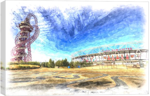 West Ham FC  Stadium And The Arcelormittal Orbit   Canvas Print by David Pyatt