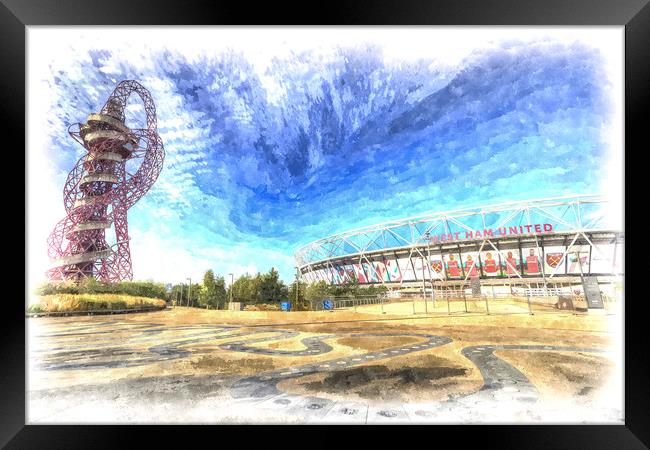 West Ham FC  Stadium And The Arcelormittal Orbit   Framed Print by David Pyatt