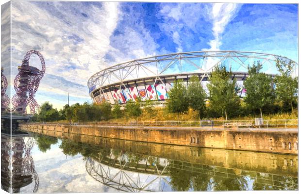 West Ham FC Stadium And The Arcelormittal Orbit Ar Canvas Print by David Pyatt