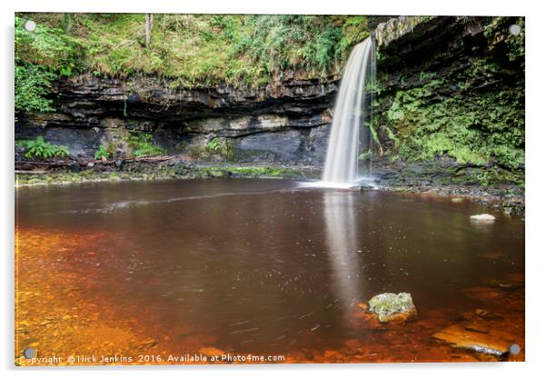 Scwd Gwladys Waterfall Vale of Neath South Wales Acrylic by Nick Jenkins