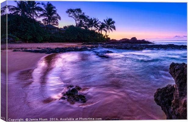 Sunrise over beautiful and secluded Secret Beach i Canvas Print by Jamie Pham