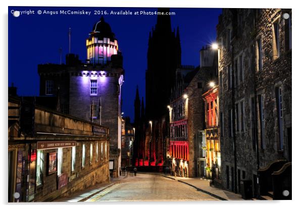Edinburgh Camera Obscura and Royal Mile at night Acrylic by Angus McComiskey