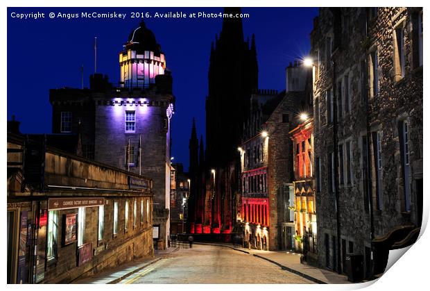 Edinburgh Camera Obscura and Royal Mile at night Print by Angus McComiskey