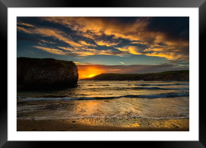 Anglesey sunset at Cable bay Framed Mounted Print by Rob Lester
