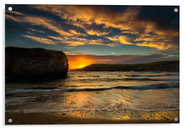 Anglesey sunset at Cable bay Acrylic by Rob Lester