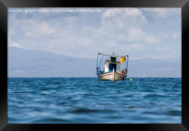 Greek fishing boat Framed Print by Kelvin Rumsby