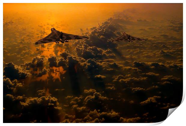 Vulcan bomber sunset Print by Oxon Images