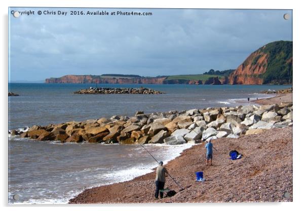 Sidmouth Beach Acrylic by Chris Day