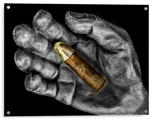 Bullet in hand Acrylic by Jonathan Thirkell